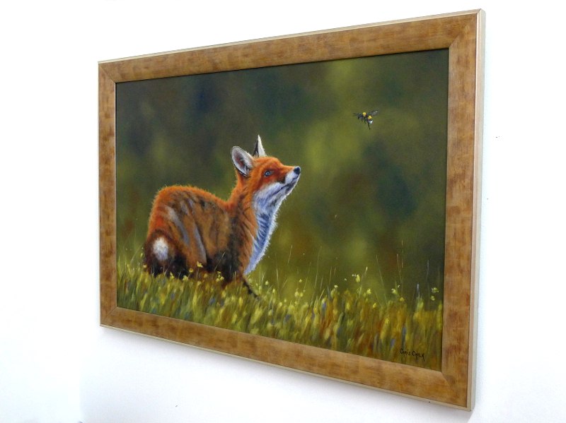 Fox oil painting framed