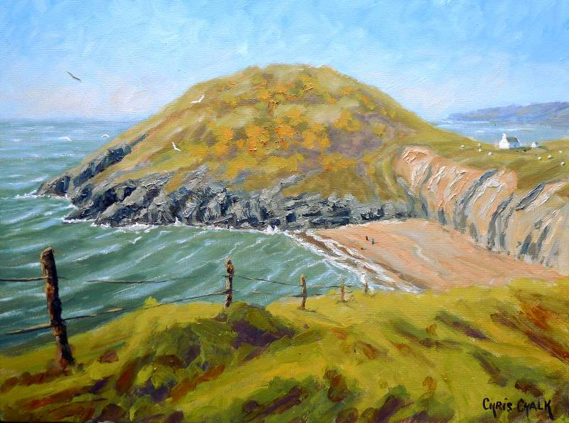 oil painting of Mwnt beach in west Wales