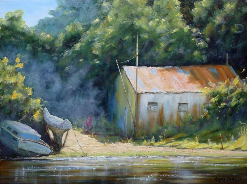 Old Boat House Painting