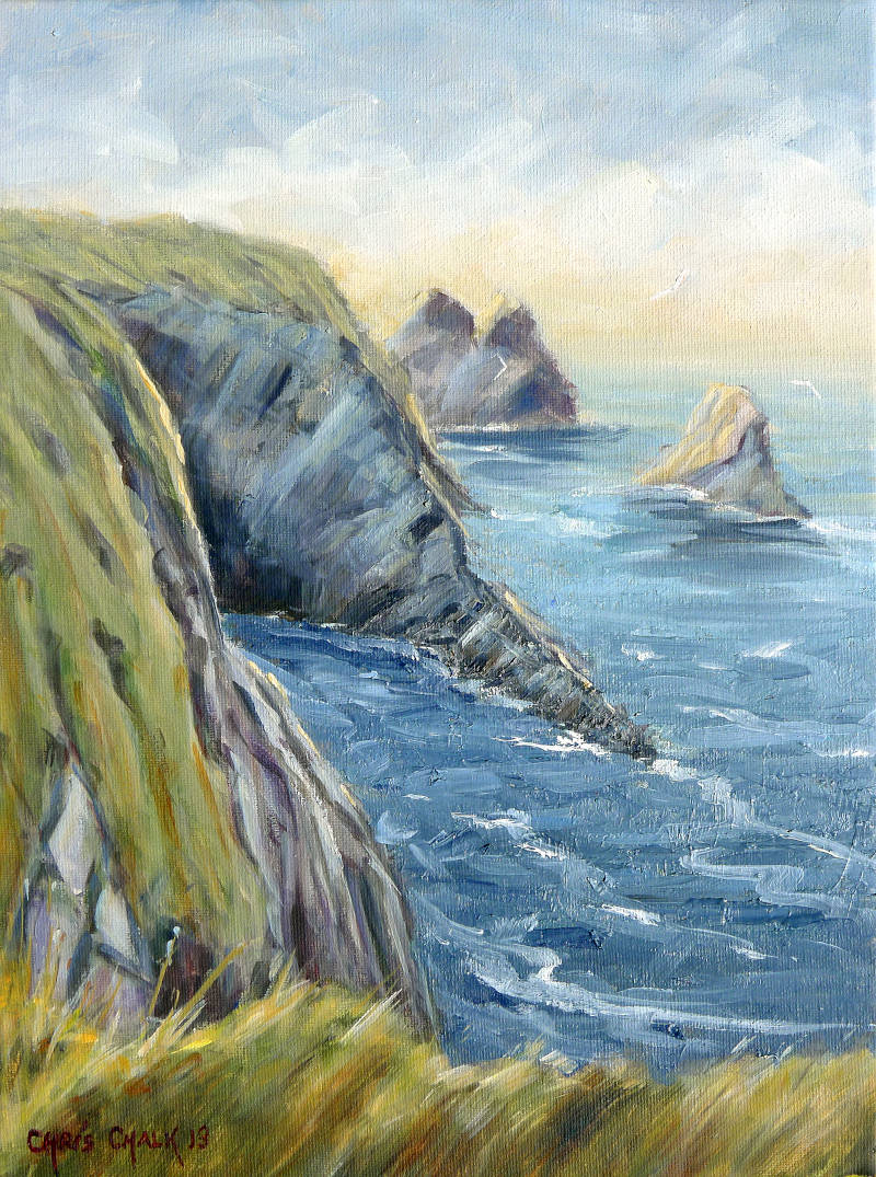 Landscape painting of Ceibwr Bay