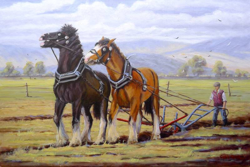 Plough Horses Oil Painting