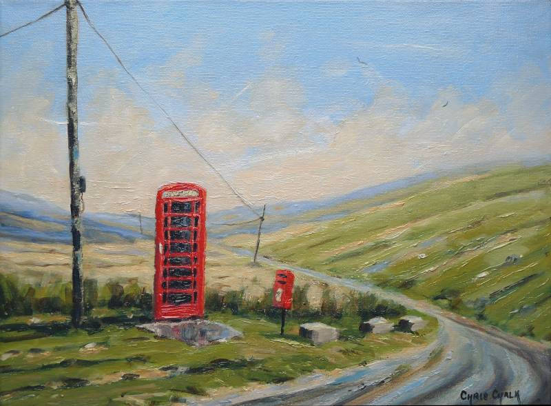 Painting of a uk British Red Phone Box
