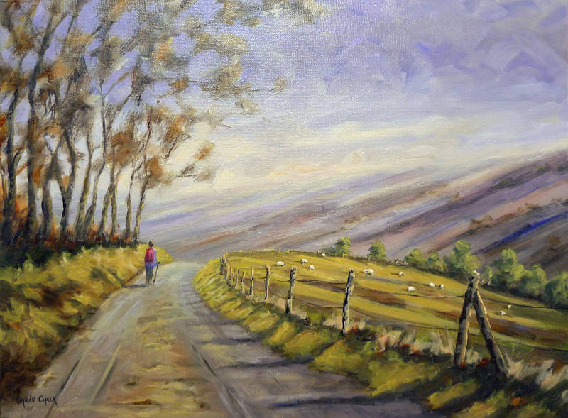 Welsh Art 'Afternoon Stroll' Oil Painting