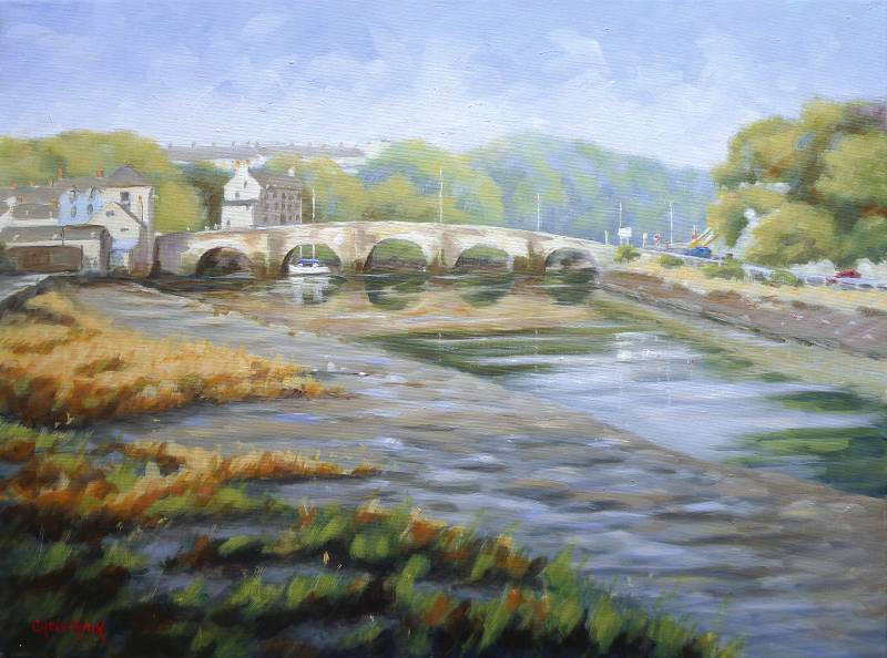 River Teifi at Cardigan Bridge Painting