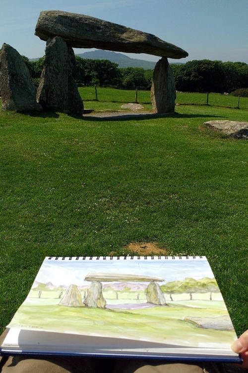 Watercolour painting of Pentre Ifan
