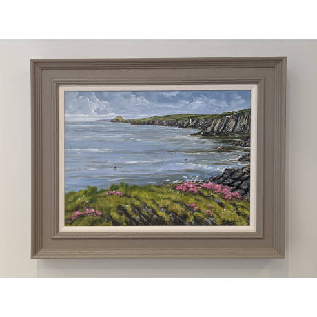Painting of west wales framed and on the wall