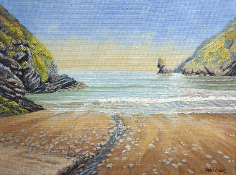 Painting of Llangrannog Beach in Wales