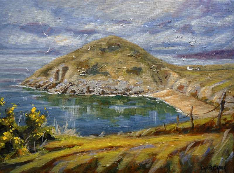 oil painting of Mwnt beach in west Wales