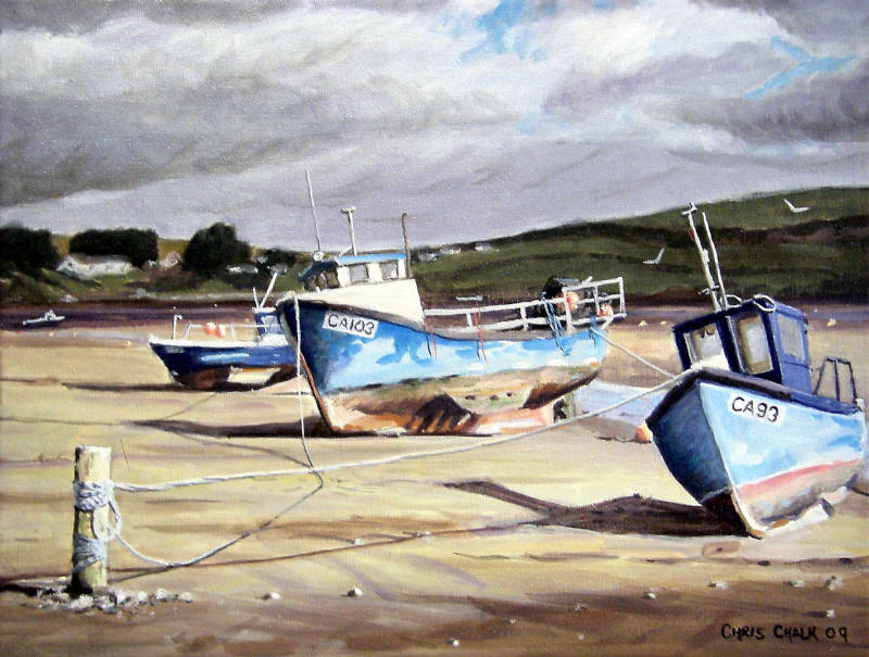 Fishing boat at Cardigan painting