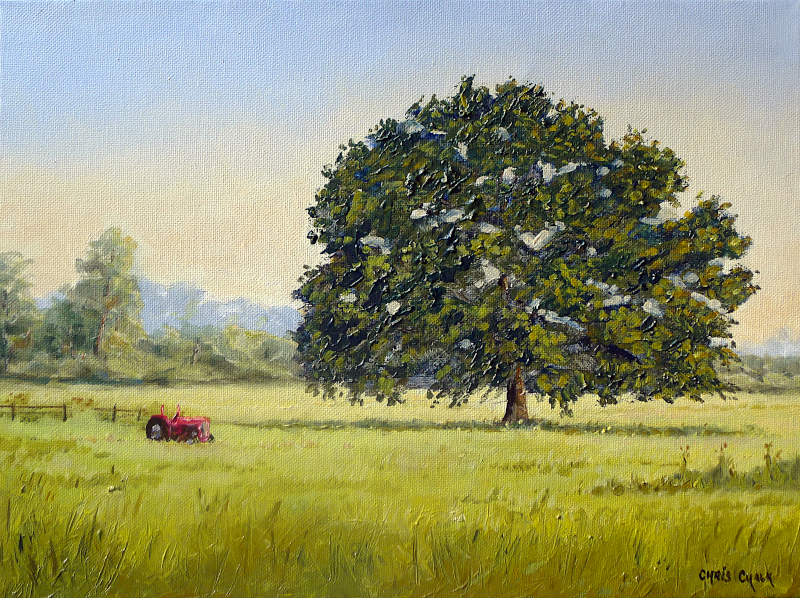Tree and tractor painting