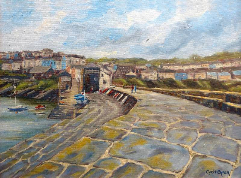 A painting of New Quay in Ceredigion west Wales