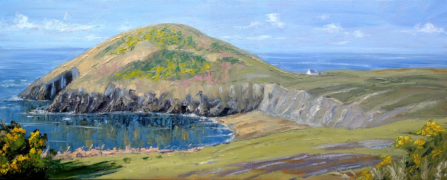 Oil painting of Mwnt beach in west Wales