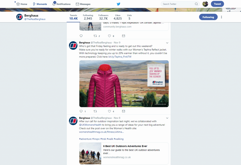 Berghaus twitter page artwork