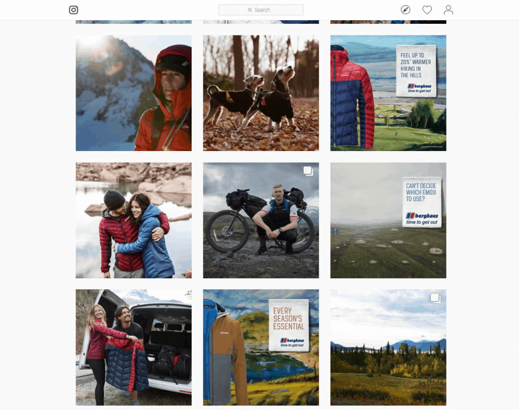 Berghaus clothing company on Instagram