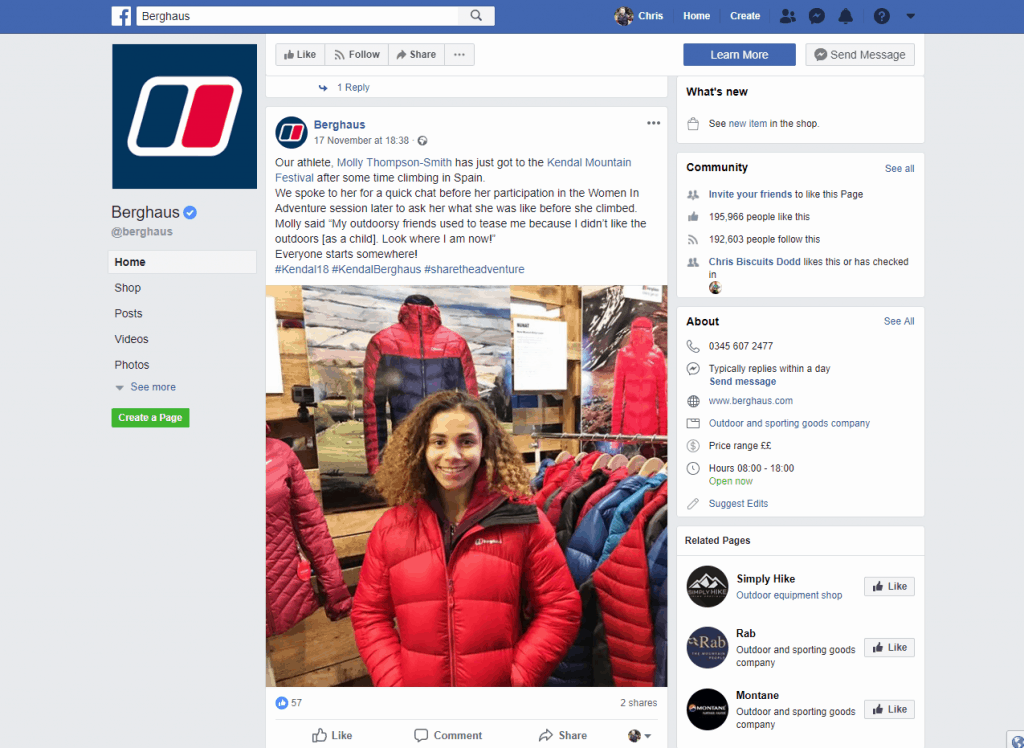 Berghaus artwork on Facebook