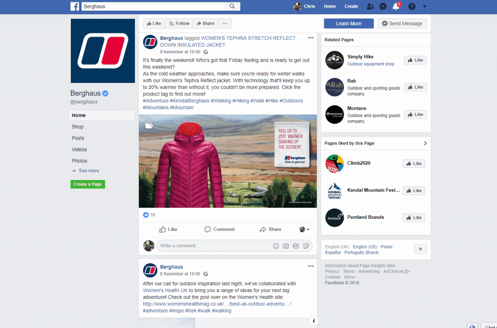 Berghaus on Facebook