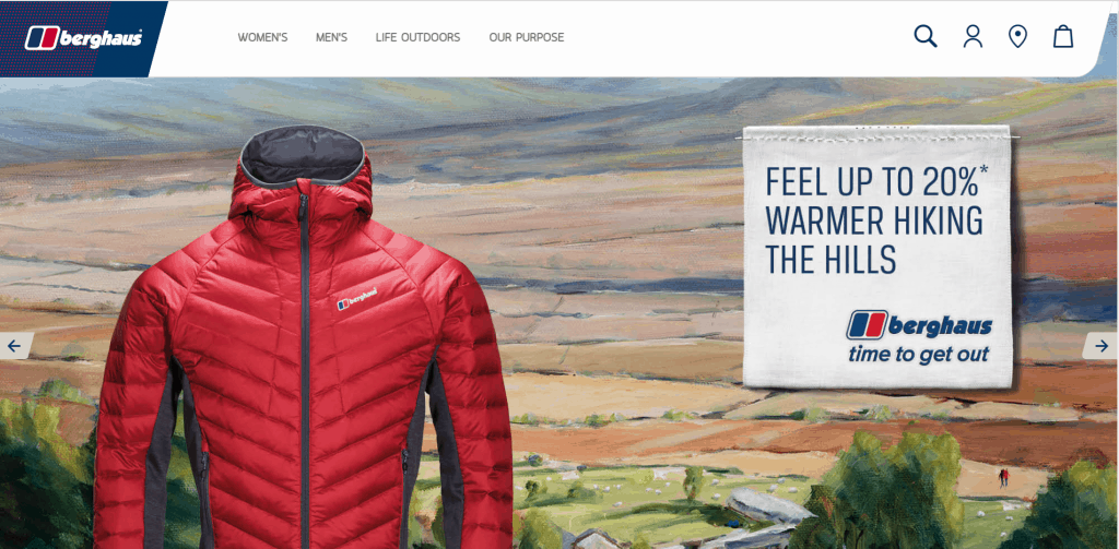 Berghaus women's clothing website artwork