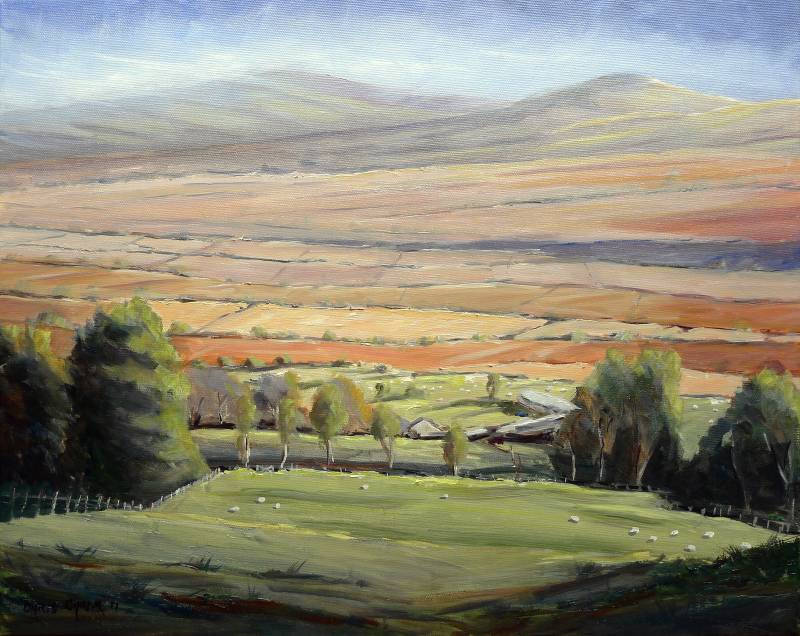 Chris Chalk oil painting of the Preseli Mountains in West Wales commissioned for the Berghaus advertising campaign