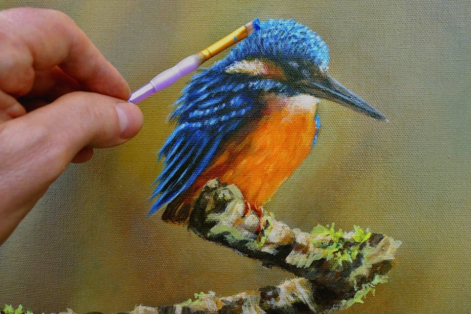 kingfisher painting in oils